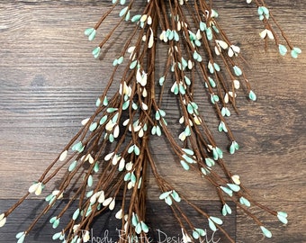 Teal and Cream Pip Berry Garland, Country Garland, Floral Garland, Spring Garland