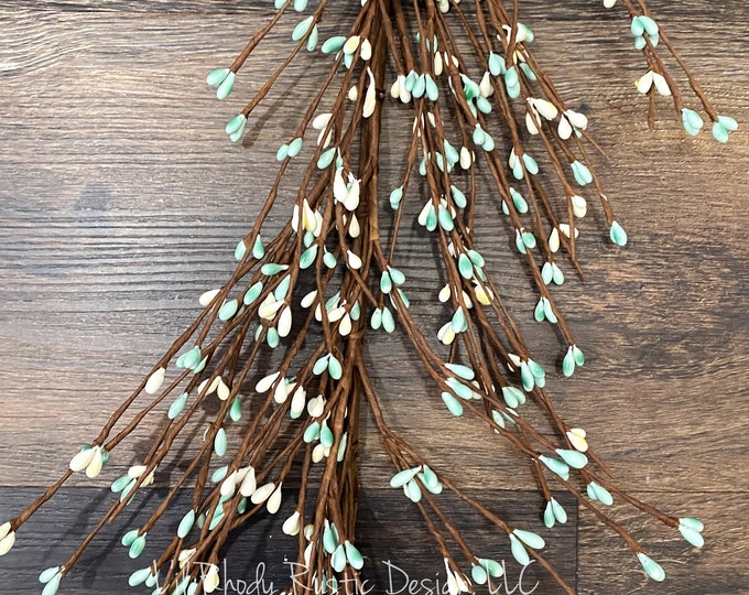 Teal and Cream 60" Pip Berry Garland, Country Garland, Floral Garland, Spring Garland