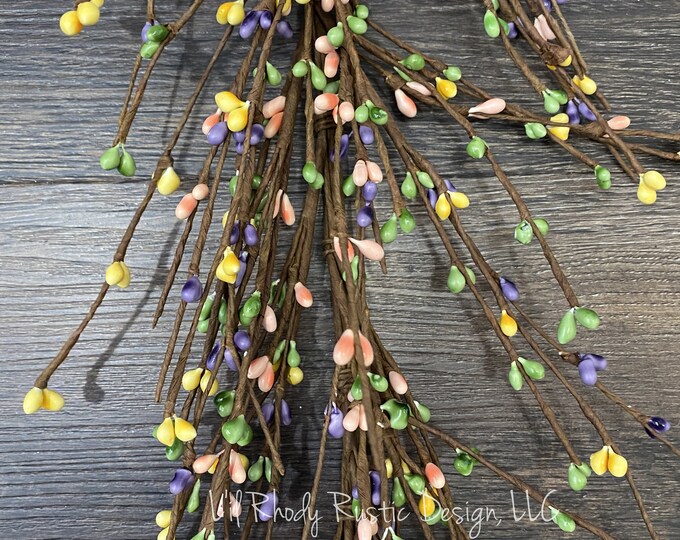 Purple, Yellow, Green, and Pink Pip Berry Garland, Country Garland, Floral Garland, Spring Garland