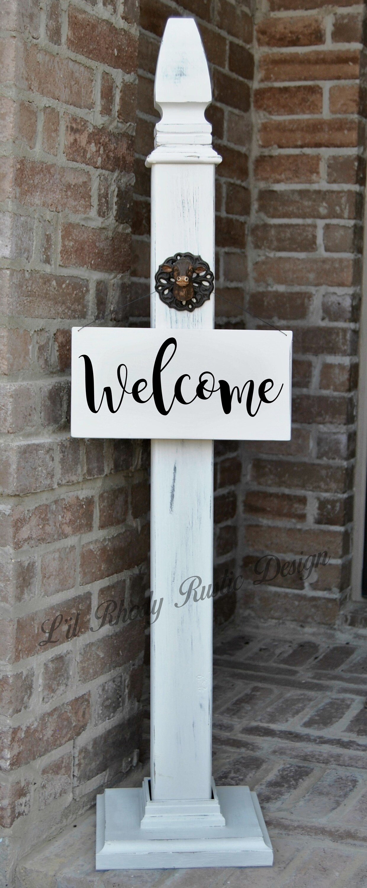 Farmhouse Decorative Welcome Porch Post With Sign