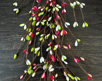 Dark Pink, Light Green, and White Pip Berry Garland