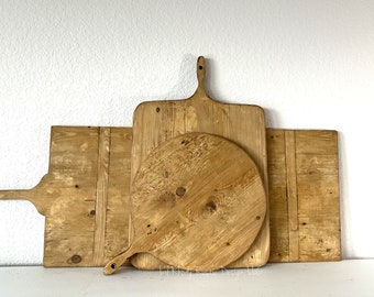 Set of Three Bread Boards, Large Rectangle, Medium Square, and Small Round Bread Board, European Charcuterie Board, Cheese Board