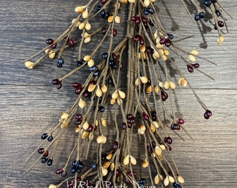Black, Tan and Burgundy Pip Berry Garland