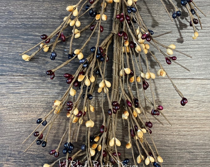 Black, Tan and Burgundy Pip Berry Garland