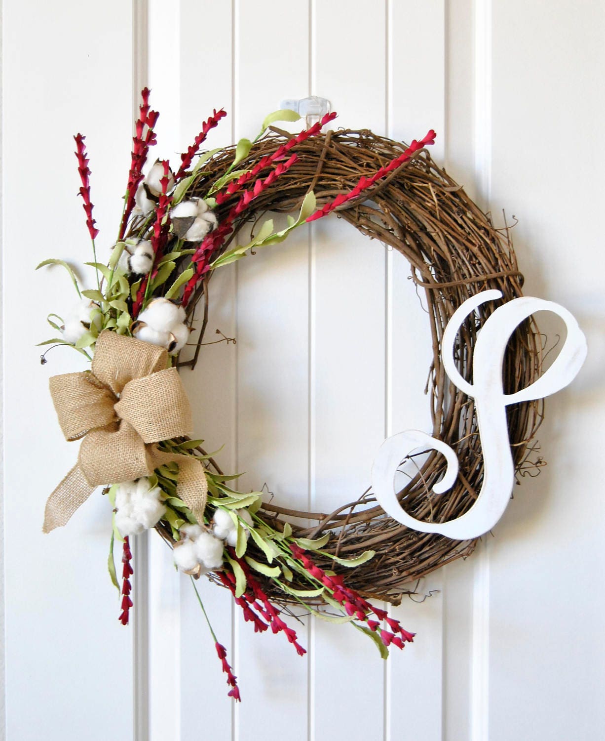 Farmhouse Cotton Grapevine Wreath