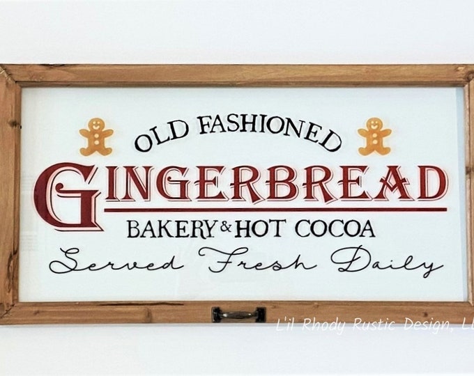 Gingerbread Window Frame Sign, Vintage Style Window, Farmhouse Style Decor, Cottage, Rustic, French Country