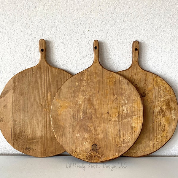 Small European Circular Breadboard, Display Board, Charcuterie Board, Repurposed, Reclaimed Wood, Vintage Wood, Cheese Board