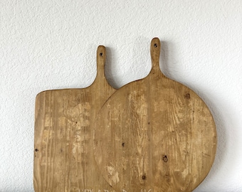 Set of Two Bread Boards, Small Square, and Small Round Bread Board, European Charcuterie Board, Cheese Board, Serving Boards