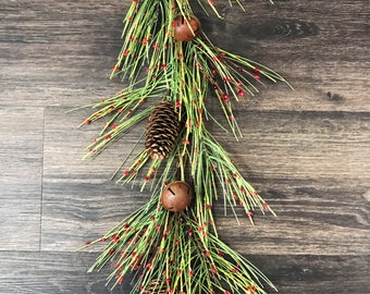Pinecone Garland With Bells and Balls. Farmhouse Christmas - Etsy