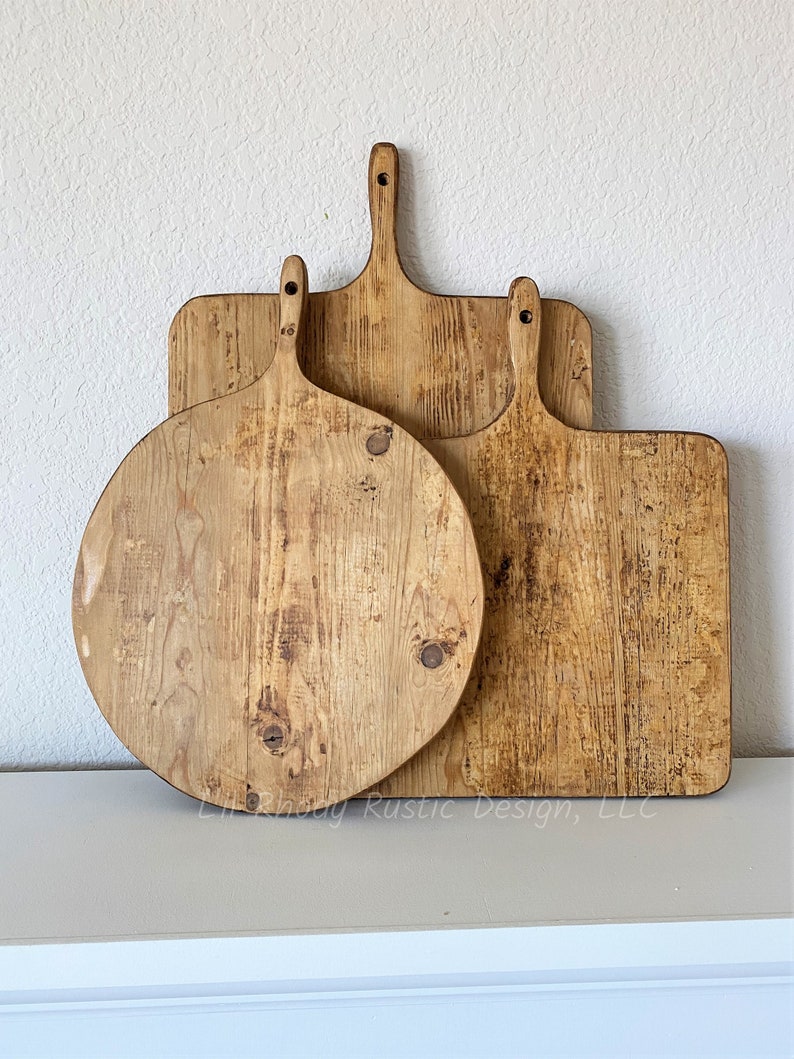 Set of Three Bread Boards, Medium Rectangle, Small Square, and Small Round Bread Board, European Charcuterie Board, Cheese Board image 1