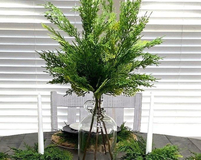 Realistic 24" Cedar Spray/Stem-Winter Greenery-Faux Christmas Greenery-Holiday Home Decor-Artificial Evergreen
