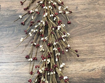 Burgundy and Cream Pip Berry Garland