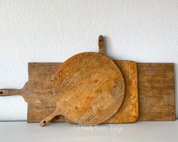 Set of Three Bread Boards, ORIGINAL Cheese Wax Large Rectangle, Small Square, and Small Round Bread Board, European Charcuterie Boards