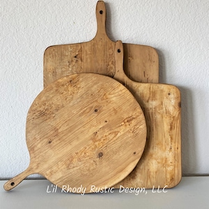 Set of Three Bread Boards, Medium Rectangle, Small Square, and Small Round Bread Board, European Charcuterie Board, Cheese Board, Serving
