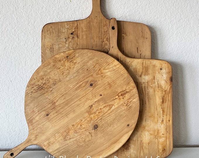 Set of Three Bread Boards, Medium Rectangle, Small Square, and Small Round Bread Board, European Charcuterie Board, Cheese Board, Serving