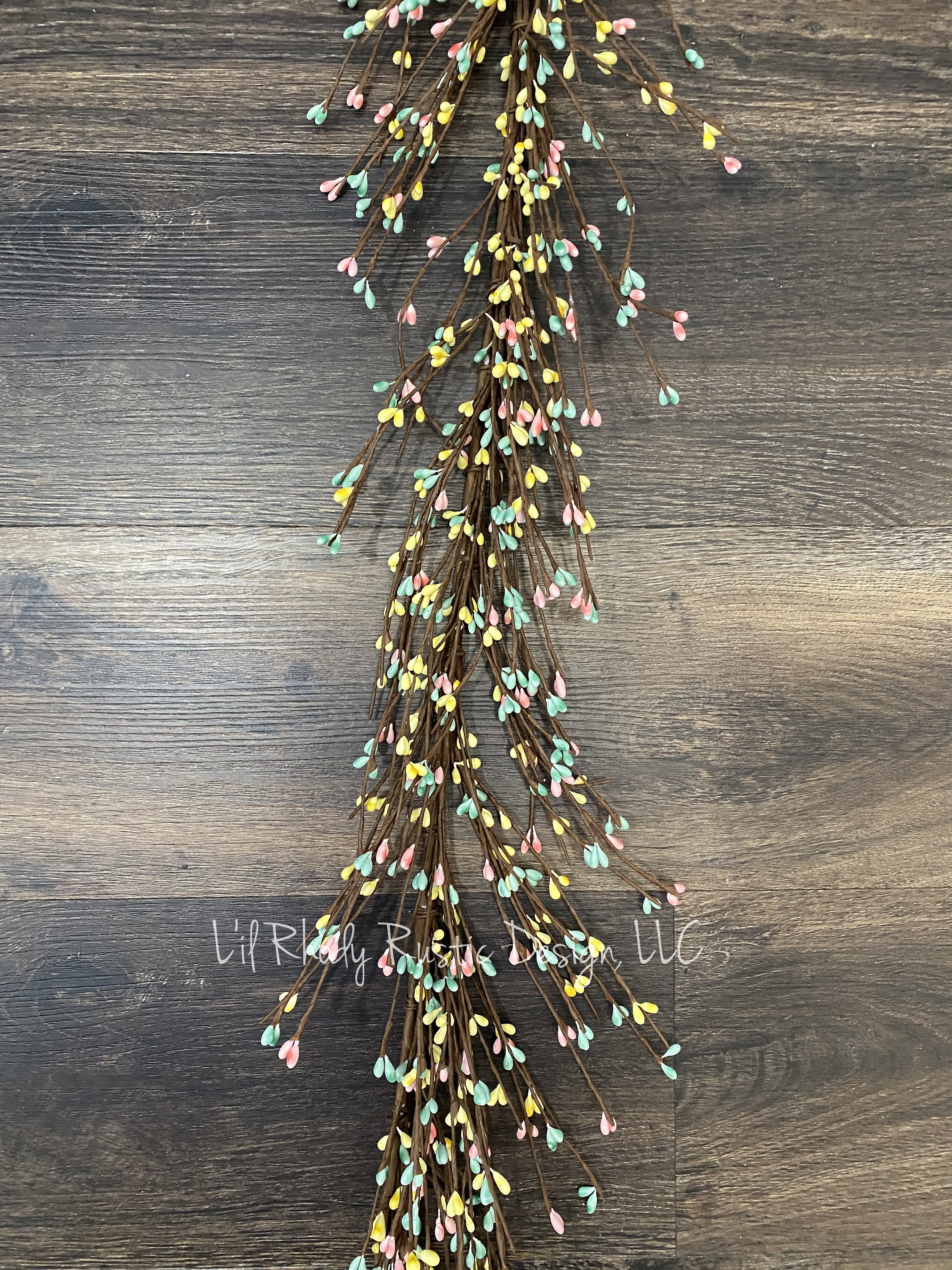 Pink, Yellow, and Teal Pip Berry Garland, Country Garland, Floral Garland,  Spring Garland