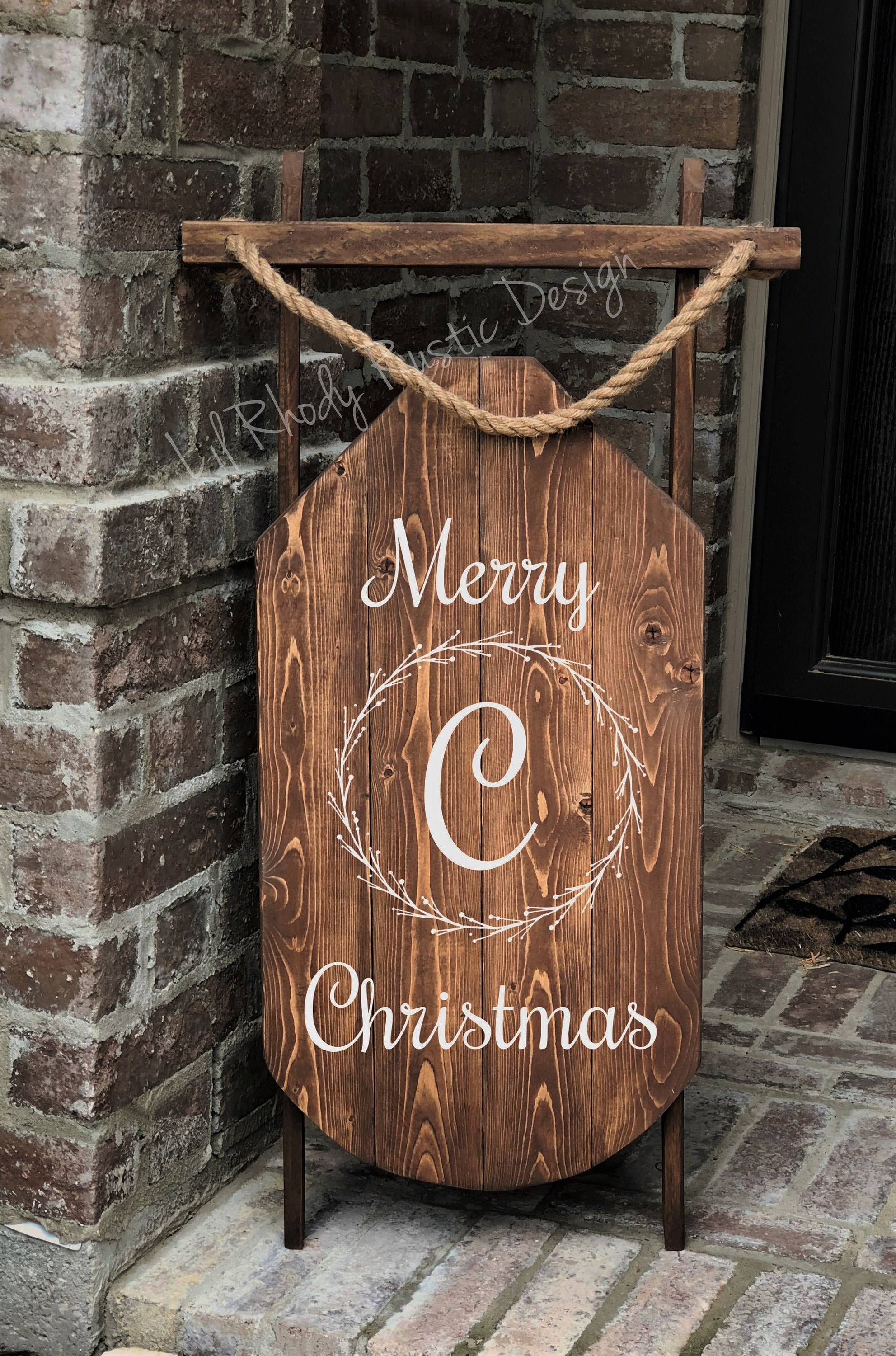 Decorative Wood Porch Sled, Decorative Porch Sleigh, Monogrammed Sled