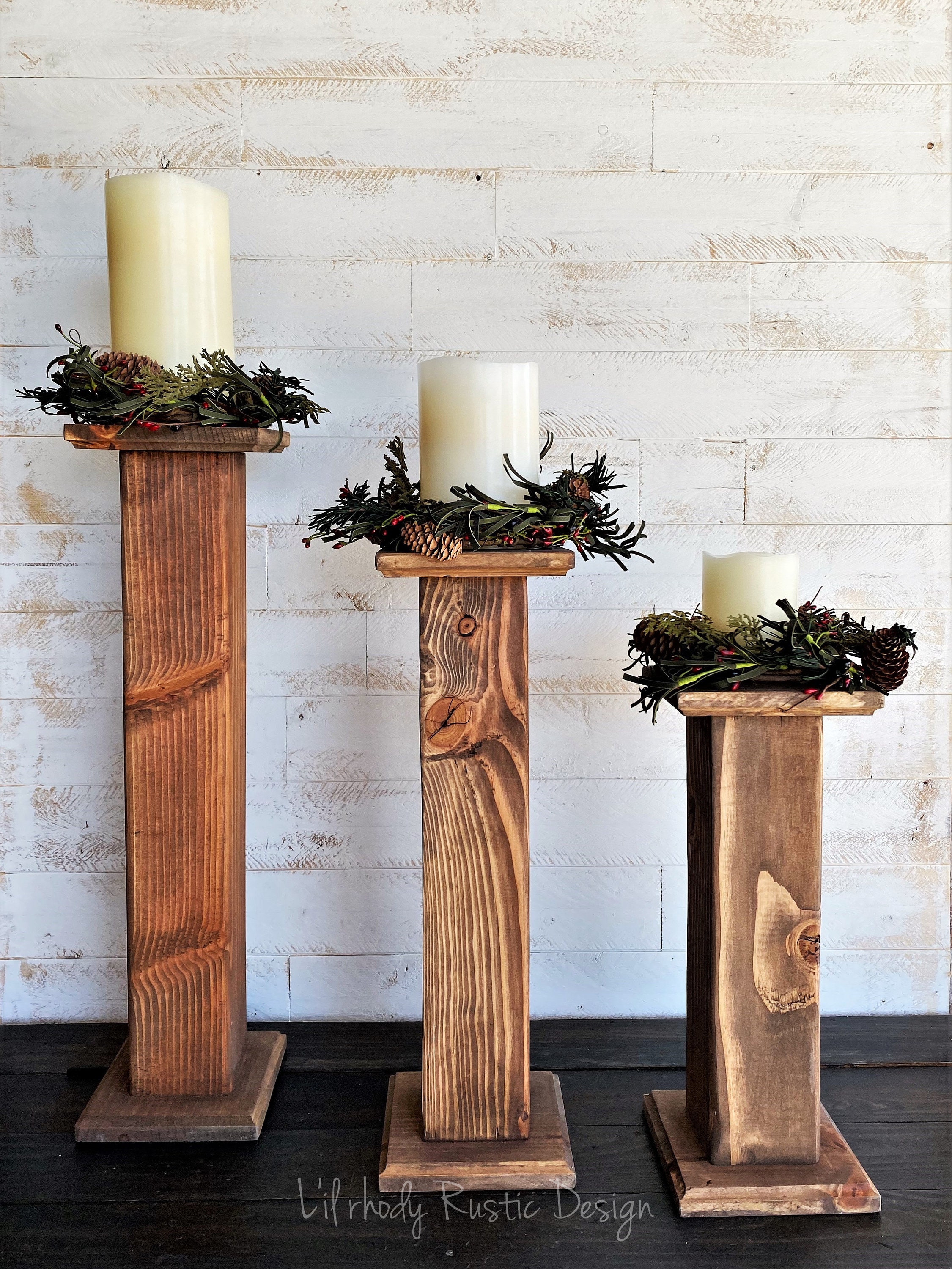 Rustic Wood Candle Holder Farmhouse Candle Holders Rustic