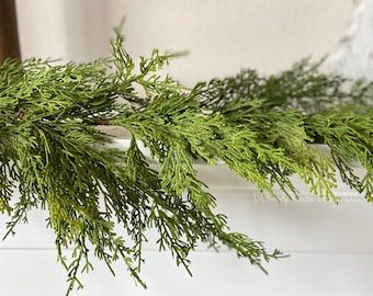 Cedar Garland, 6' Realistic Faux Garland, Christmas Garland, Holiday Garland, Floral Garland