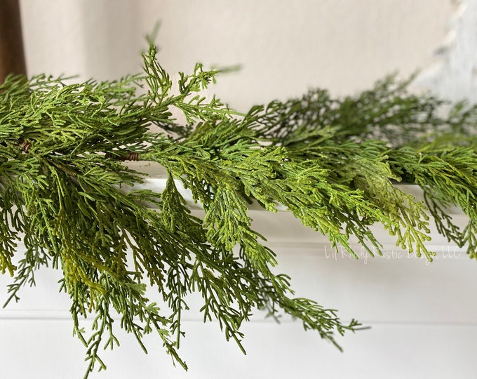Cedar Garland, 6' Realistic Faux Garland, Christmas Garland, Holiday Garland, Floral Garland