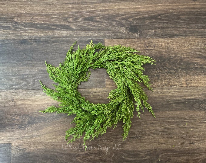 Cedar 6" Realistic Faux Candle Ring, Winter, Christmas Candle Ring