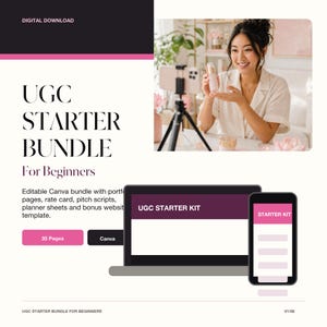 UGC Creator Starter Bundle | Canva Portfolio Website, Scripts (Editable)