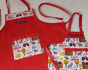 Apron for kids, kids kitchen apron, apron with name (embroidery)