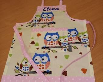 Children's kitchen apron - owl motif