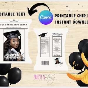 Newspaper Graduation Chip Bag Template