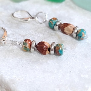 Spirit bead Earrings, ghost beads, Navajo protection beads natures handcrafted Juniper berry & Turqoise Heishi Beaded Jewellery