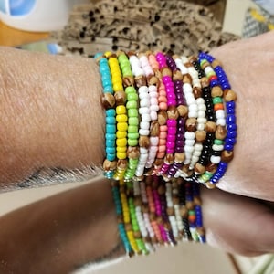 Layered (2) Stretch Bracelets (7) Navajo Ghost Beads, Juniper Berry