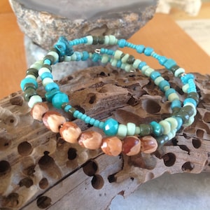 2 Layered Bracelets with 7 Navajo Ghost Beads, and turquoise makes perfect protection jewellery.