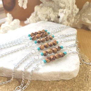 Ghost Bead Chain Bracelet, extendable Turquoise and Juniper Berry wrist braclet.