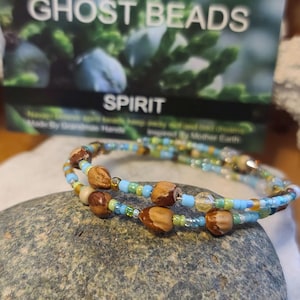 2 Bracelets, Layered Bracelet, Ghost Spirit  Ghost Bead Jewelry