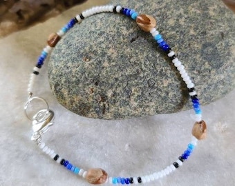 Pulsera de cuentas fantasma azules, joyería de protección Navajo