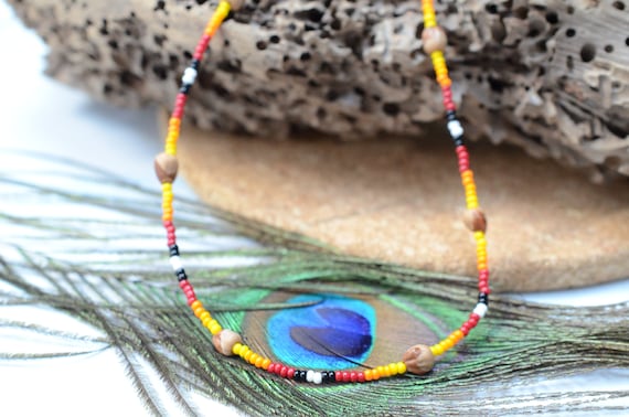 Cedar Bead aka Ghost Bead Bracelet with Turquoise - Navajo - Native Rainbows