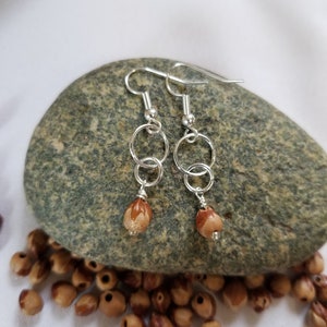Natural Seed Earrings Ghost Bead Earrings Juniper berry