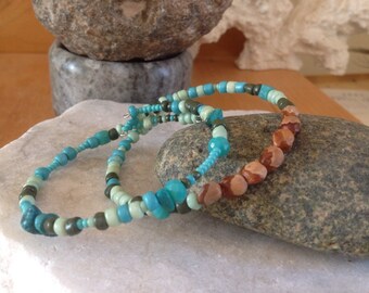 2 Layered Bracelets with 7 Navajo Ghost Beads, and turquoise makes perfect protection jewellery.