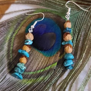 Turquoise spirit bead Earrings, ghost beads, Navajo protection beads natures handcrafted Juniper berry jewellery