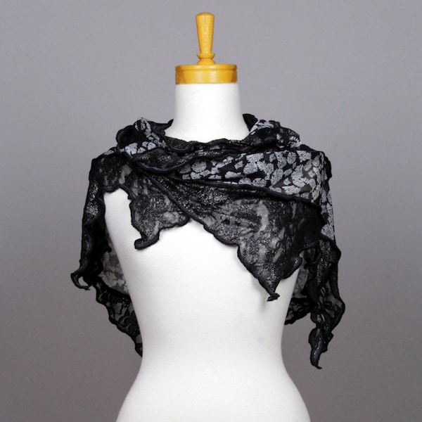 Gray black lace shawl cover shoulder woman shawl bride evening shawl