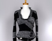 Fitted sweater long sleeve black and white sweater shrug fair trade