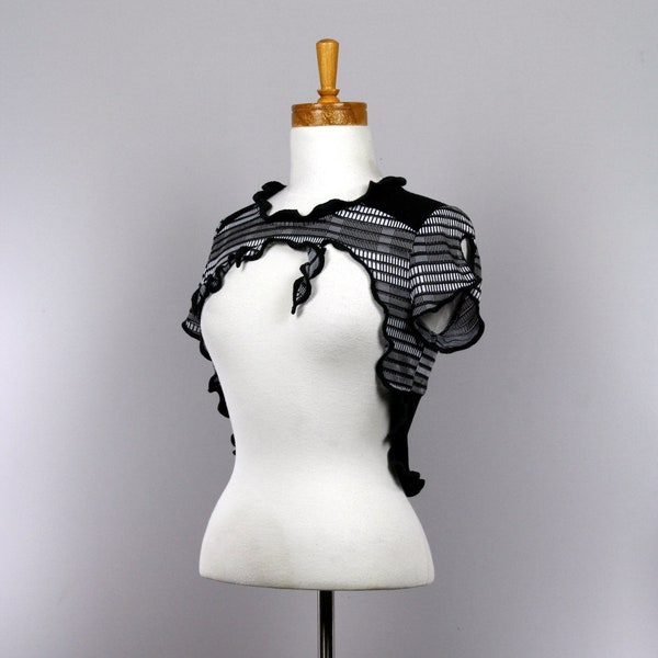 Chic Black Bolero Sweater with High Collar , Bold, Stylish, and Unique bolero shrug main image 1