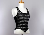 Black Lace Fitted Top, Feminine Sleeveless Top, Womens Shrug