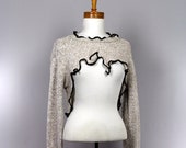 Shrug white beige long sleeve detachable collar bolero top recycled sweater