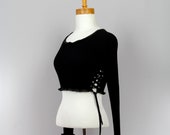 Black fitted crop top sexy long sleeves laced on the sides fair trade