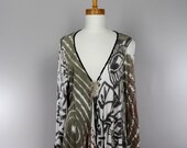 Long jacket tie dye versatile light removable brooch long sleeves khaki white and brown fair trade