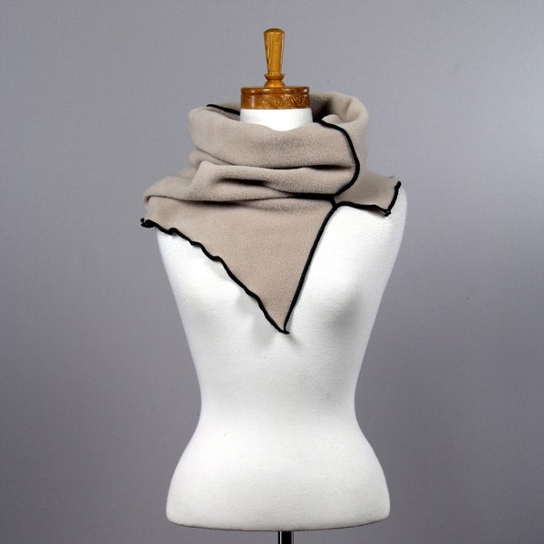 Beige neck cover, fleece collar, tube collar warms wrists, fair trade
