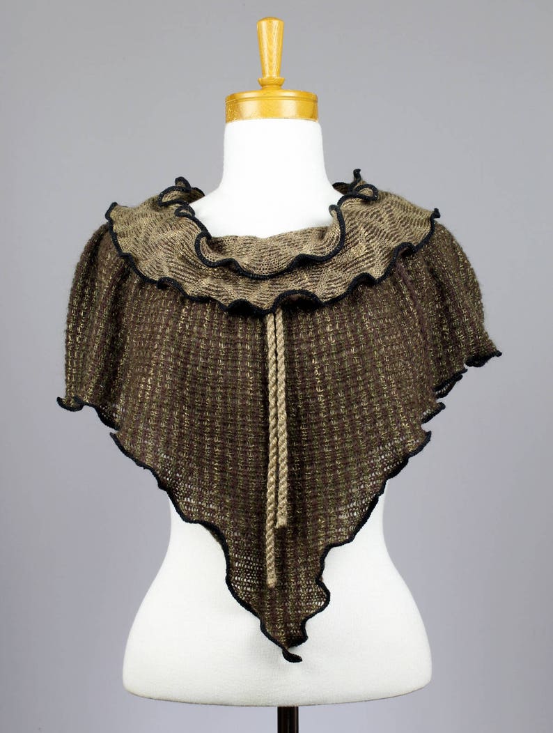 one of kind piece wrist warmer neck warmer upcycled clothing Wool recycled sweater warm neck brown beige neck cover
