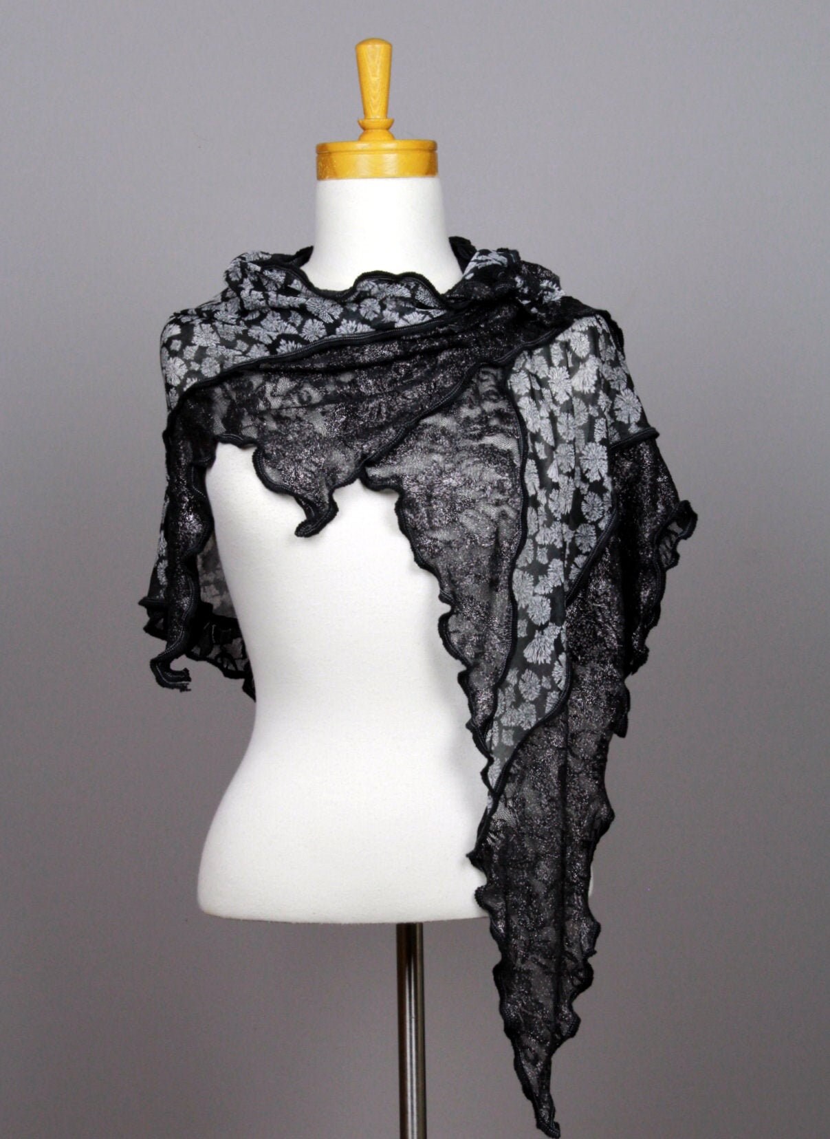Gray Black Lace Shawl Cover Shoulder Woman Shawl Bride Evening Etsy UK