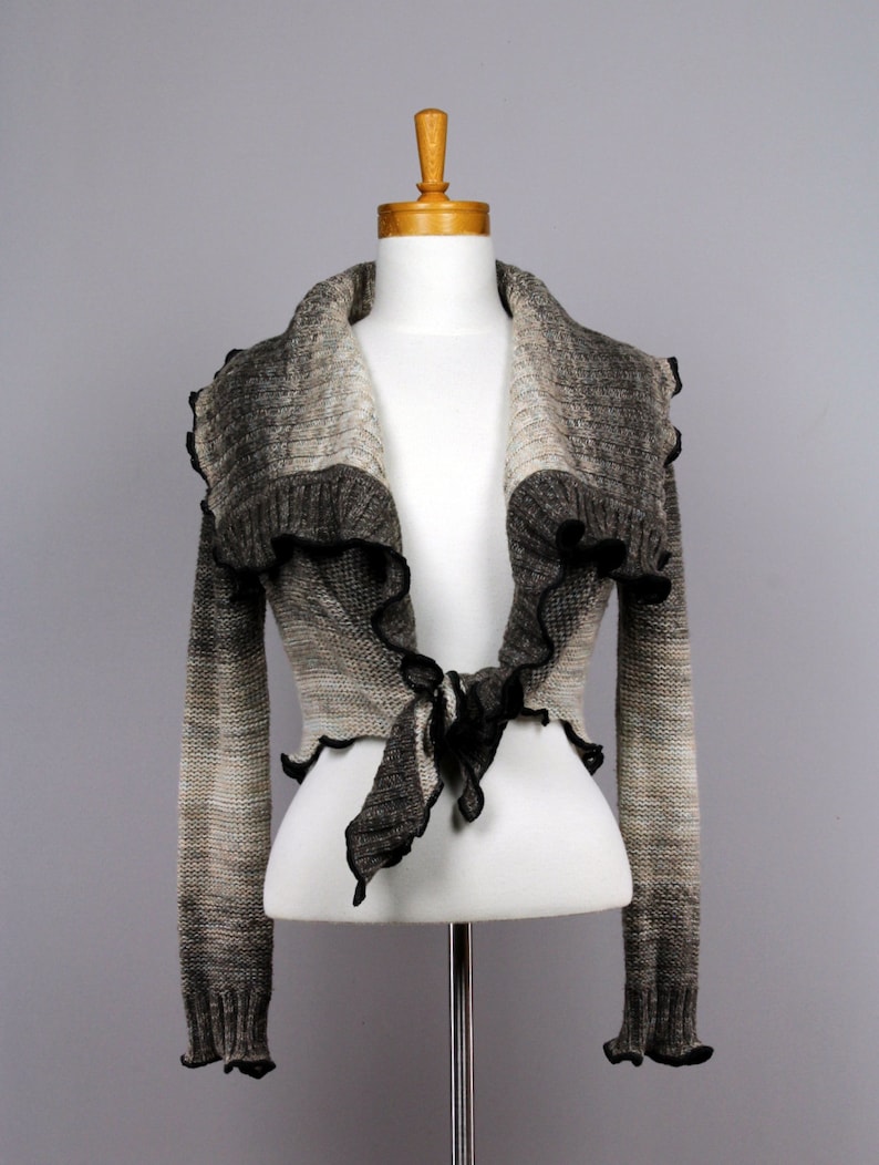Jacket brown upcycled sweater recycled clothesshoulder warmer upcycled clothingBolero brownVest wintervest women greyBolero grey